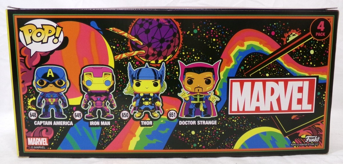 12時間セール！ファンこポップ　ブラクライトマーベル4種　FUNKOPOP!!! Funko Pop! Marvel Black Light 4 Pack Captain America Thor