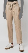  145 Ralph Lauren Women's Beige Pleated High-Waist Belted Ankle Pants Size 10