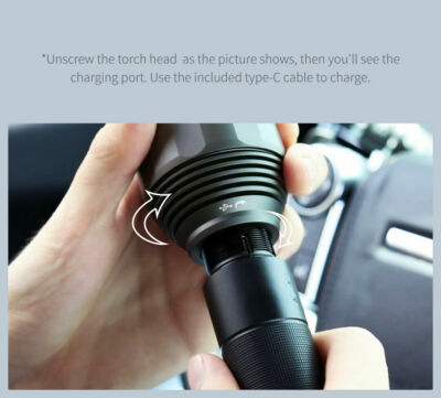 Lampe de Poche Rechargeable 2000lm 380m 5 Modes IPX7 Étanche