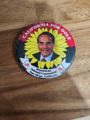 Vintage Bob Dole Republican Presidential Senator California Campaign Pin Button