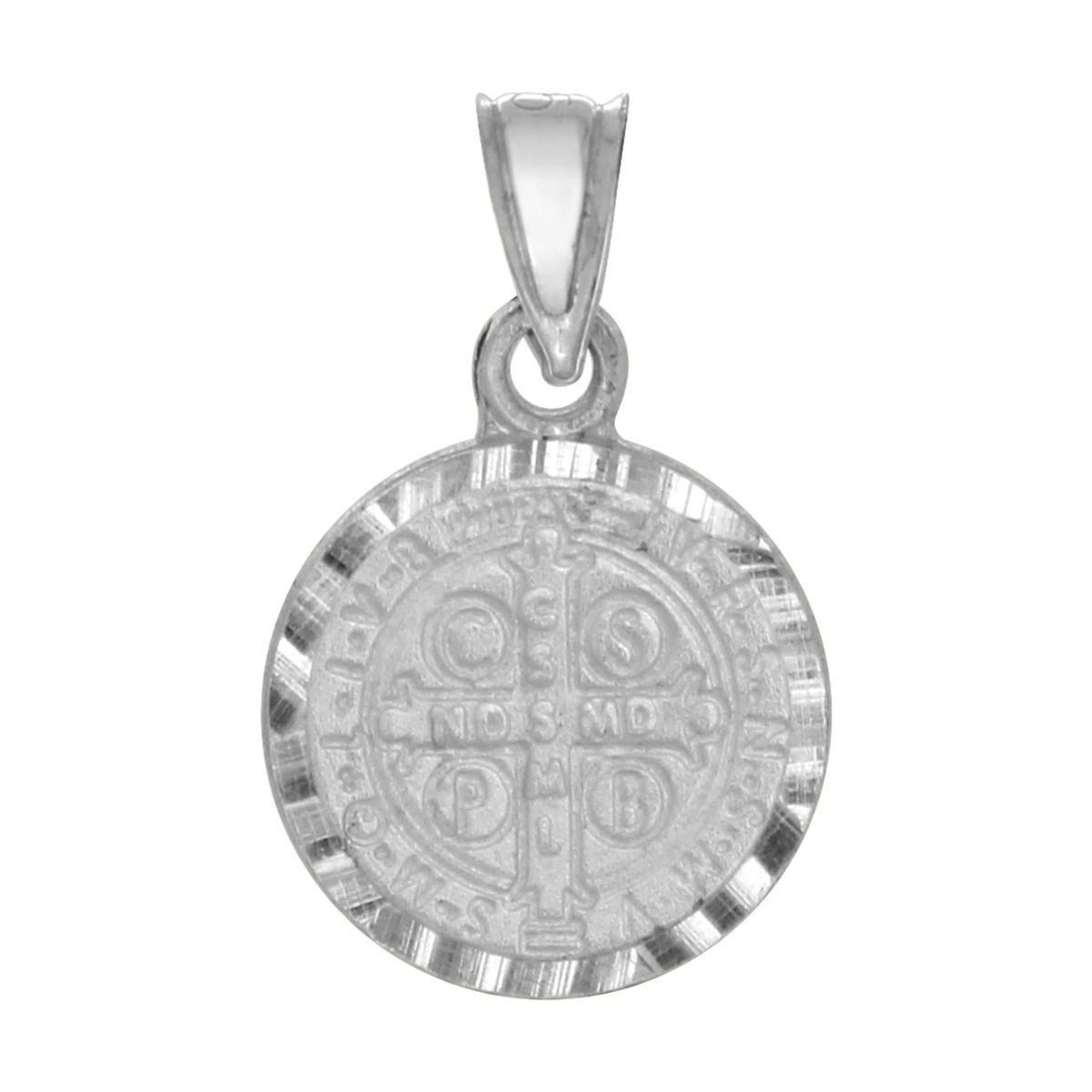 Sterling Silver San Benito Saint Benedict Round Pendant Medallion Charm ...