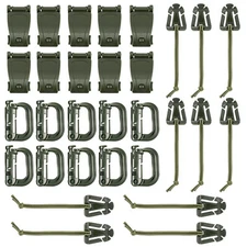 30 Pcs Army Green Strap Management Tool Buckle Set for Molle Backpack D-Ring
