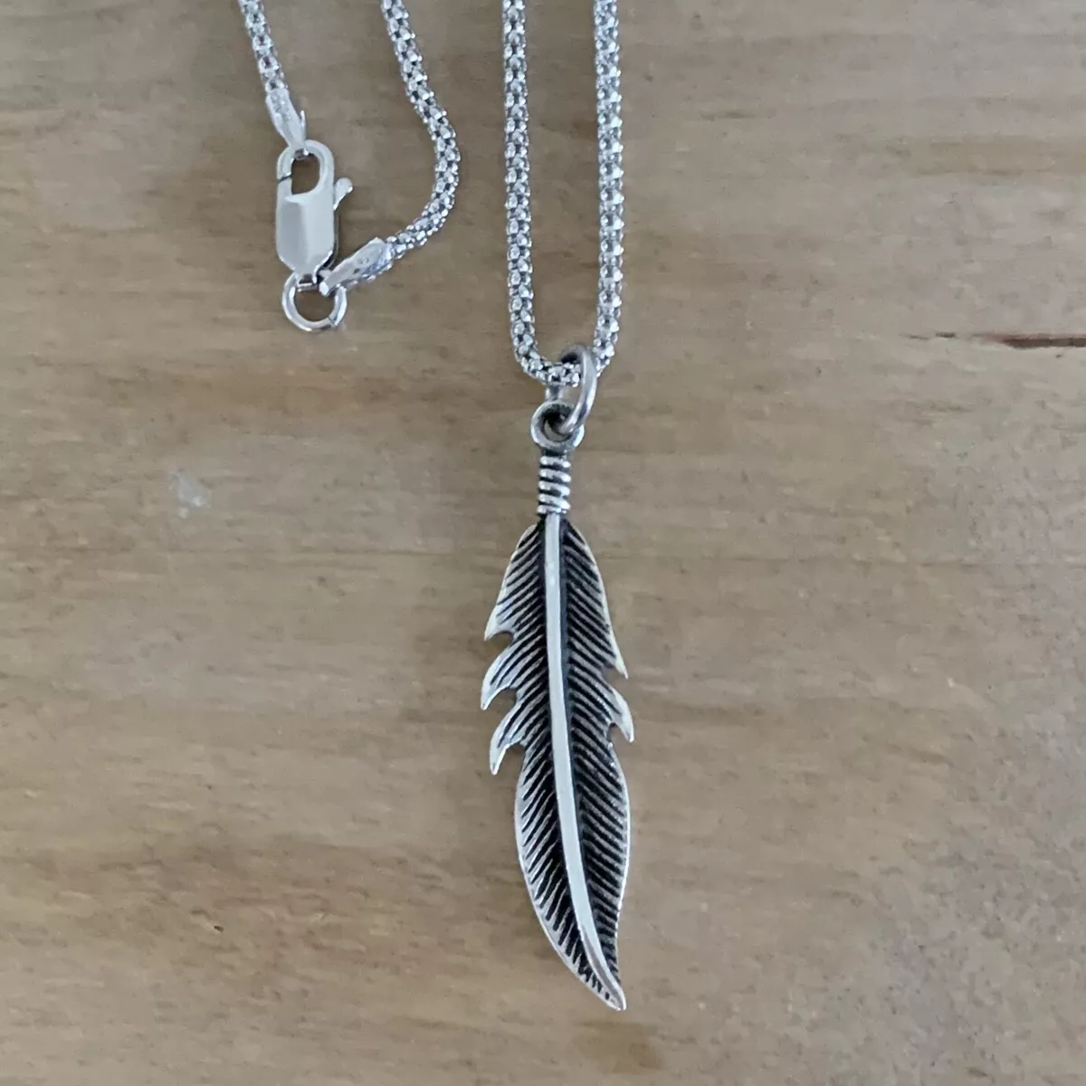 Sterling Silver Eagle Feather Necklace Angel Wings Necklace Boho Necklace