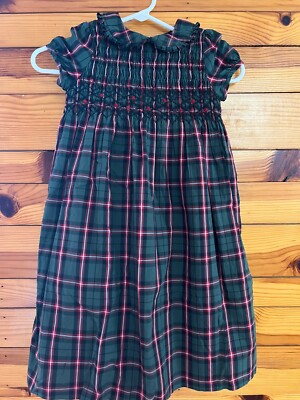 Janie and Jack Holiday Portrait Hand-Smocked Plaid Dress EUC