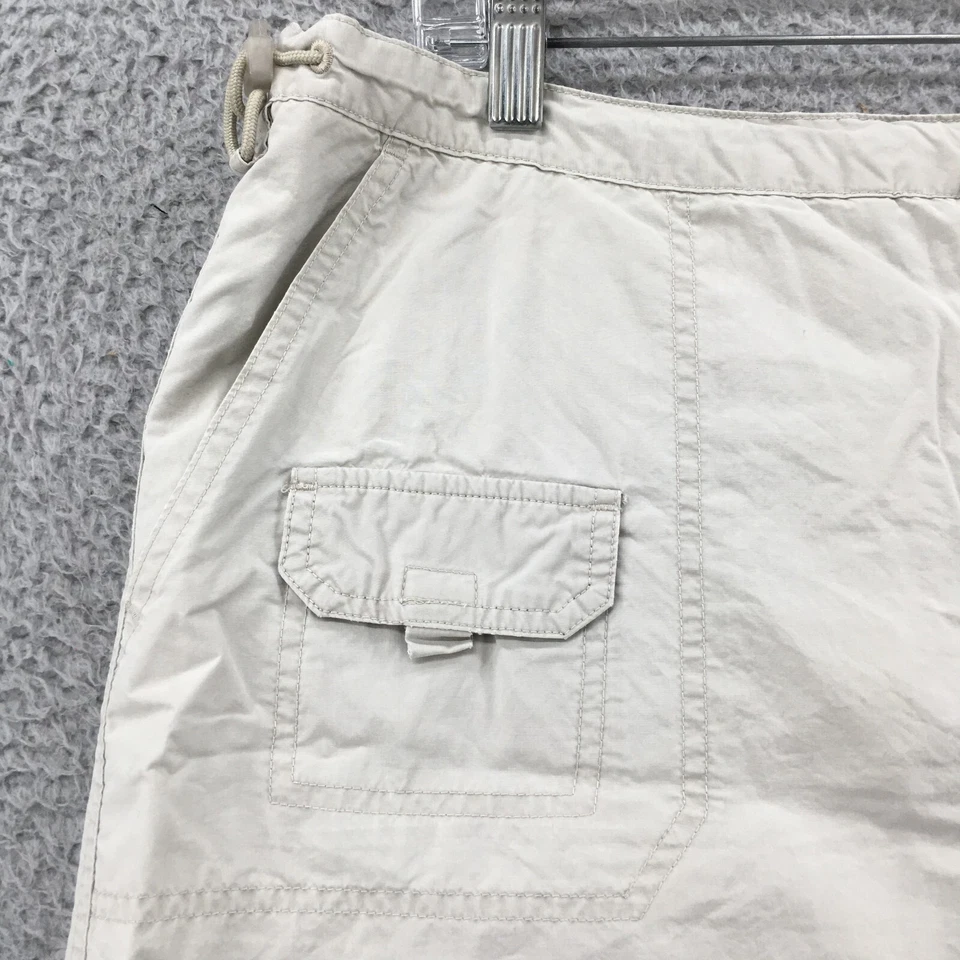 Pantalón Corto Columbia Línea A Para Mujer Grande Beige Algodón Frente Plano Cremallera Mosca Informal Foto 4 de 4