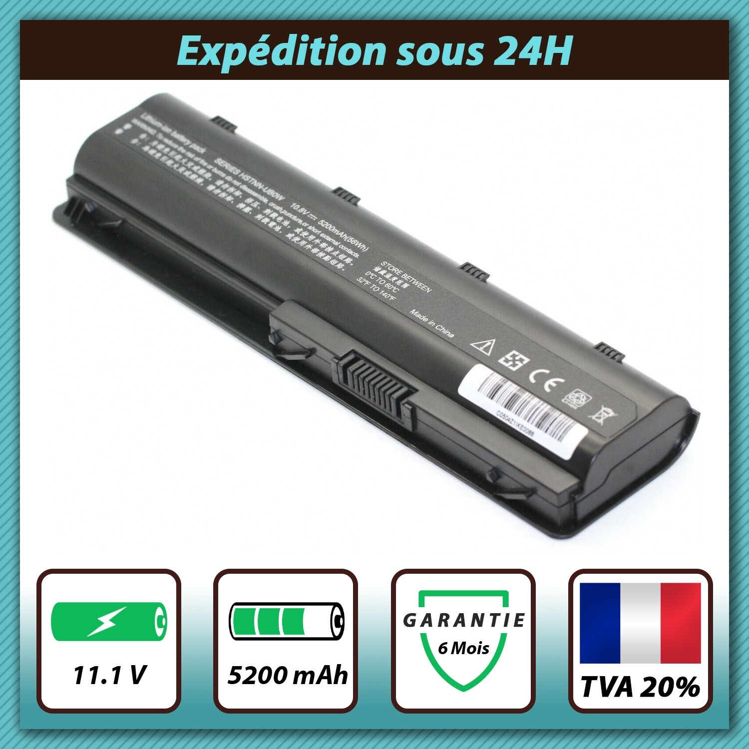 Batterie 11.1V 5200mAh pour HP Pavilion dv6-3075sf dv6-3085ef et dv6-3085sf