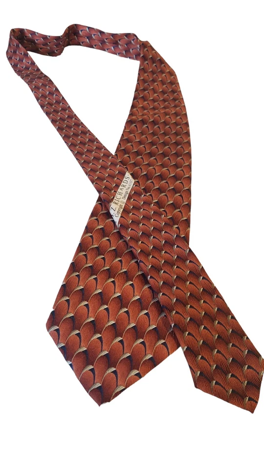 Parisian de J.Z. Corbata Richards para hombre toda seda hecha a mano en América naranja azul Foto 4 de 4