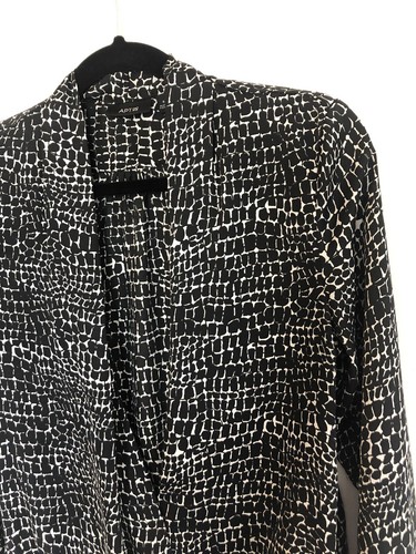 Camicetta donna Apt 9 stampa animalier nera bianca avvolgente taglia S - Foto 4 di 7