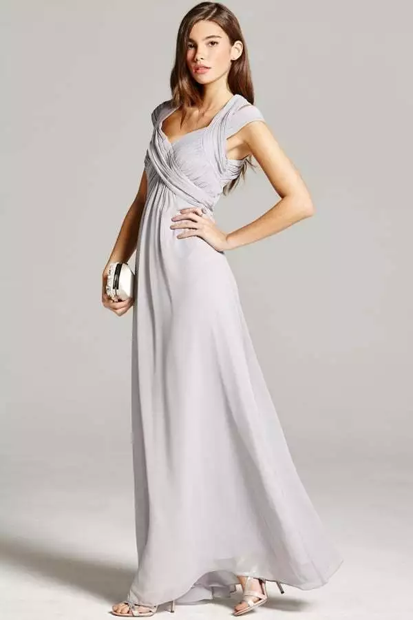 LITTLE MISTRESS GREY CROSSOVER EMPIRE MAXI DRESS SIZE 12 eBay