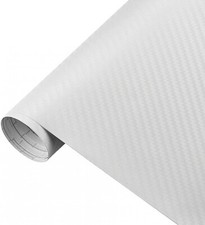 White 3d Carbon Fiber Print Vinyl Wrap Film Diy Adhesive Sticker 1ft X 5ft