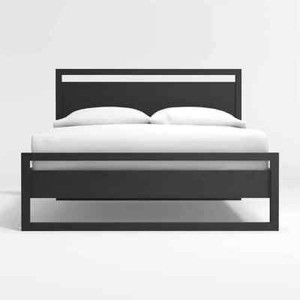 Crate And Barrel Linea Black Teak Wood Queen Bed Slats