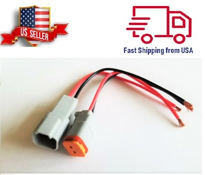 16 AWG Assembled Deutsch 2 Pin waterproof connector 6'' wire 