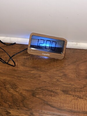Capello CA-30 Wood USB Port Digital Gray Display Portable Window Alarm Clock B14