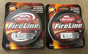 / 125 yd **NEW** Berkley Fireline Fused Superline Braided Line Smoke 8 lb