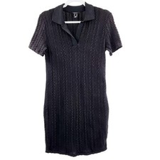 Forever 21 Black Polo Bodycon Knit Sweater Dress Above the Knee Women's Size M