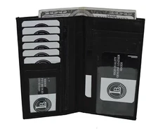 Leatherboss Genuine Leather Checkbook Cover For Men Women, Black