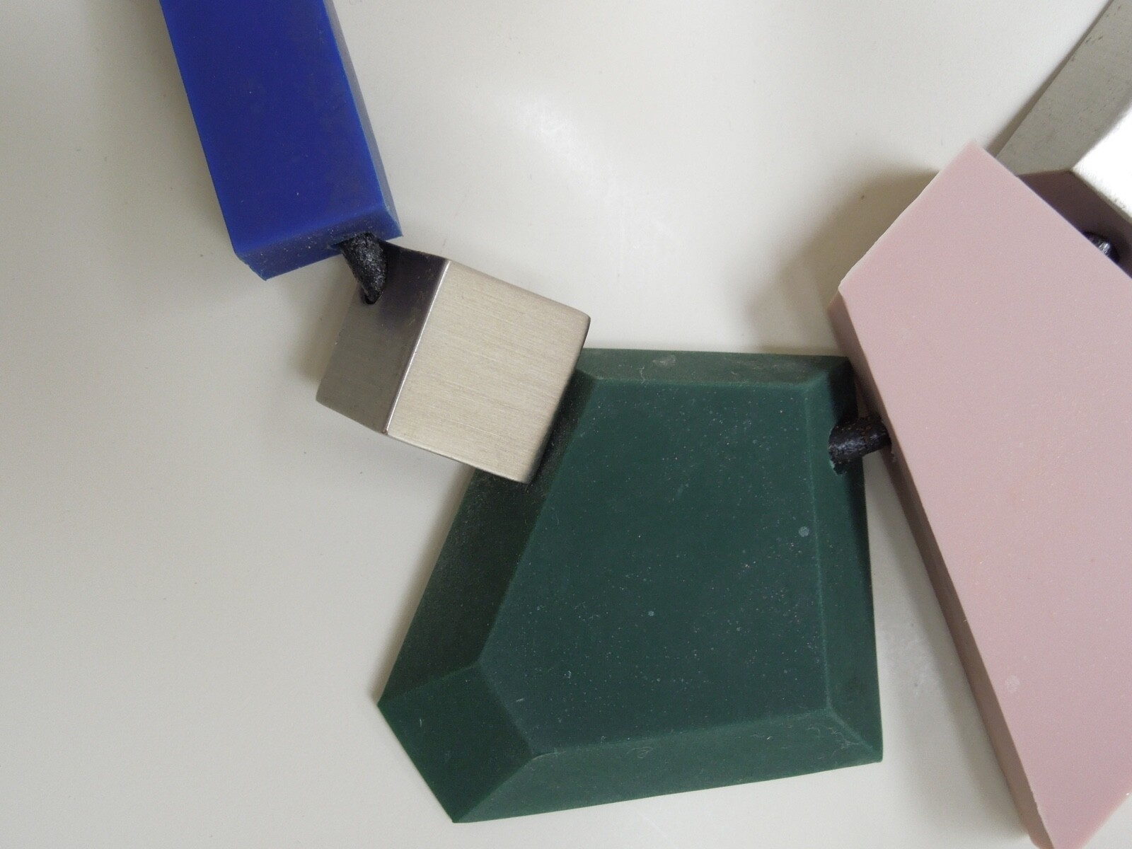 Fancy Solid Leather Necklace with Rubber & Metal … - image 5