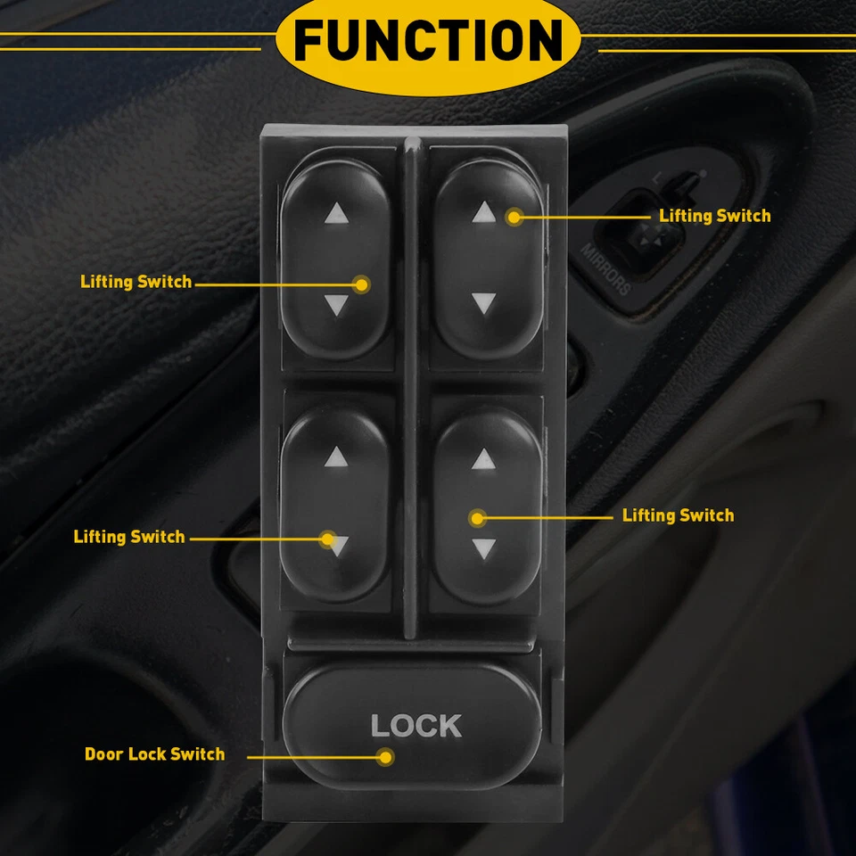 Juego de 2 interruptores de ventana eléctrica delanteros para Ford Mustang Convertible 1994 1995 1996-2004 Foto 3 de 4