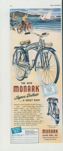 1948 Monark Bicycle Beach Sailboat Silver King Super Deluxe Print Ad SP20