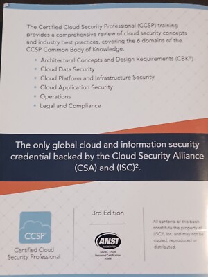 ISC2 Certified Cloud Security Professional, CCSP Student Guide 3rd Book
