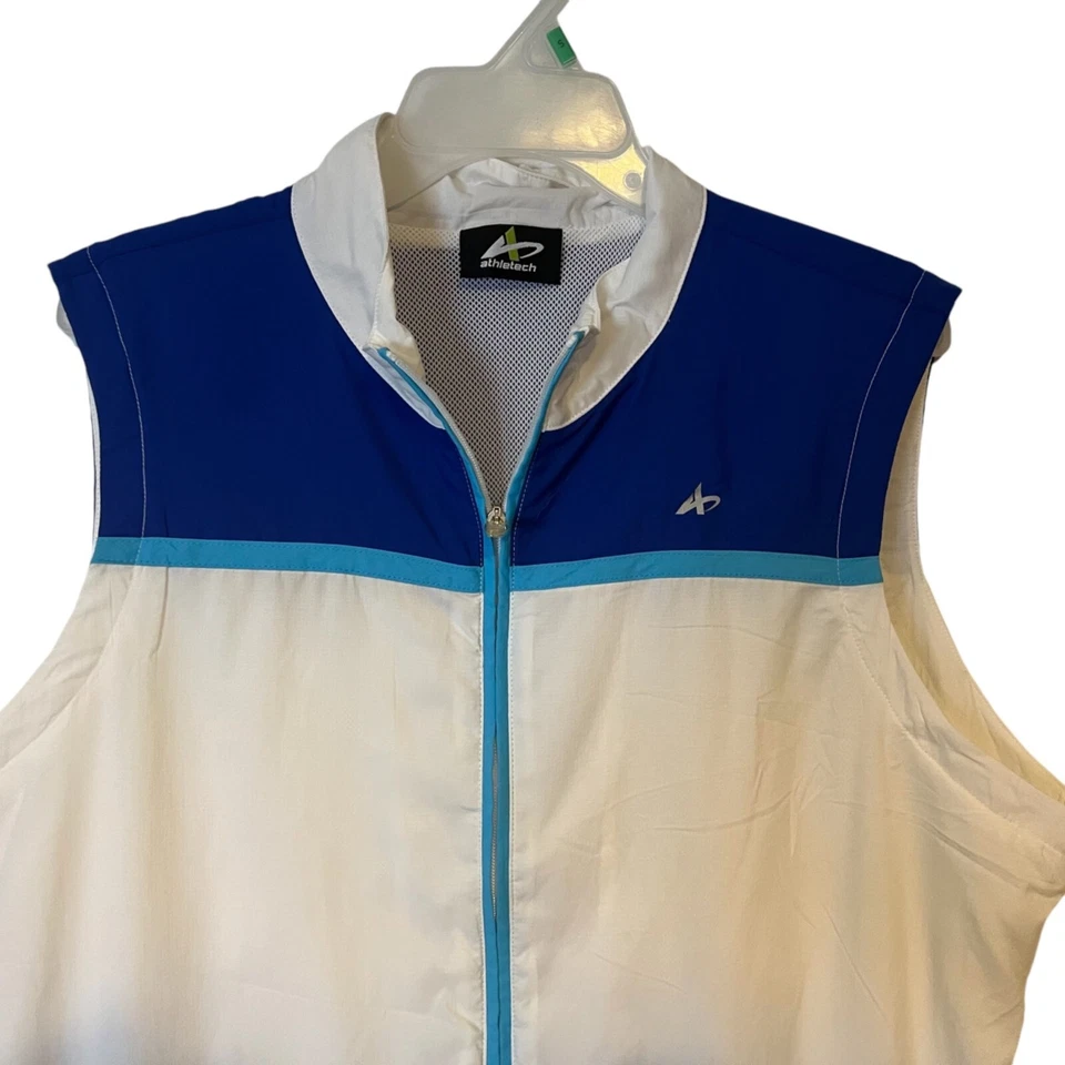Chaleco Athletech Mujer Ropa Activa XL Corredor Azul Blanco Cremallera Completa Cortavientos Foto 2 de 4