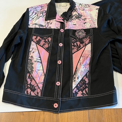 Vintage Tommy n Loulou Jacke mit Sternenknöpfen M mit L kurze Hose schwarz pink - Bild 4 von 17