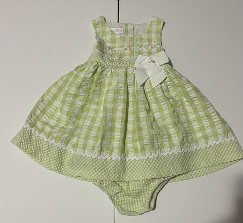 Bonnie Baby 18 Monate Mädchen grün-weiß kariertes Kleid