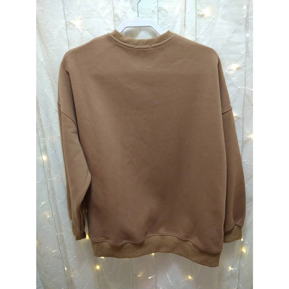 Hazel And Olive Womans 3X One Size Brown Oversized Sweater Smile Embroided Thick - Image 4 of 4