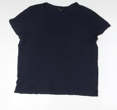 Crew Clothing Damen Blau Baumwolle Basic T-Shirt Größe 14 Rundhalsausschnitt