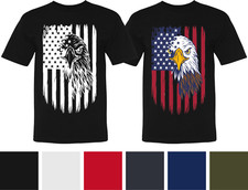 USA Distressed Eagle Flag T-Shirt Patriotic July 4th American Independence Day