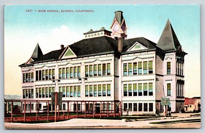 Eureka California~High School Bldg Exterior~Clock Tower~Mitchell Vintage PC