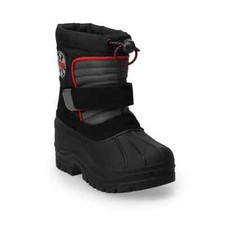 totes Taelor Boys' Waterproof Warm Winter Snow Boots Black Red Size 8 T