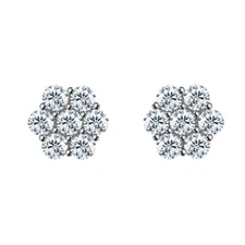Large Cluster 4.2cttw VVS Moissanite Earrings .925 Sterling Silver