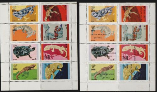 DHUFAR - Two Lizards, Turtles S/S, one o/p "United Nations Day, 1973". MNH - Picture 1 of 1
