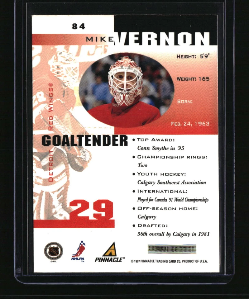 1997-98 Pinnacle Inside #84 Mike Vernon Coaches Collection - Image 2 of 2