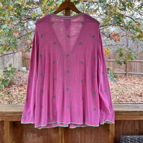 Quacker Factory Women's Pink Grasshopper Novelty Print Sweater Size 1X - Picture 2 of 7