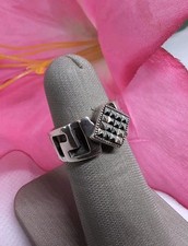 Vintage Greek Key Cut-Out Design Stamp Sterling Silver Band Ring - Size 6.5