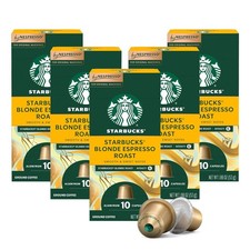 Starbucks by Nespresso Original Blonde Roast Espresso Pods, 50 Count Coffee Caps
