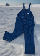 Carhartt Blue Jean Denim Bibs Tag Size 46x30 Carpenter Overalls Workwear