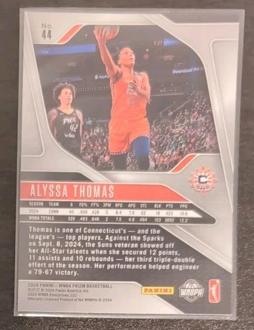 Alyssa Thomas #44 2024 Panini WNBA Prizm Basketball Base Card Connecticut Sun - Image 2 of 3