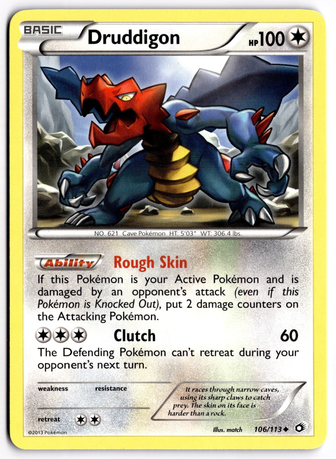 Pokemon TCG Druddigon 106/113 Legendary Treasures Uncommon NM