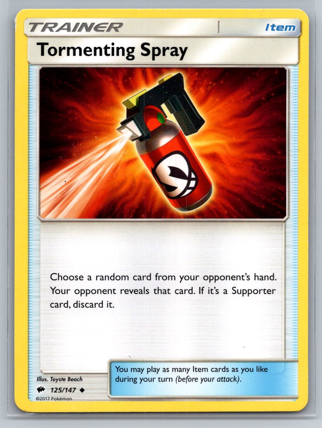 2017 Pokemon Tormenting Spray 125/147 Uncommon Burning Shadows LP