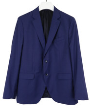 MASSIMO DUTTI Blazer Men's US 46 Lined Blue Single-Breasted Notch Lapel