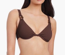 Sanctuary Swim Stay Connected Underwire Bikini Top Size Small Espresso Brown