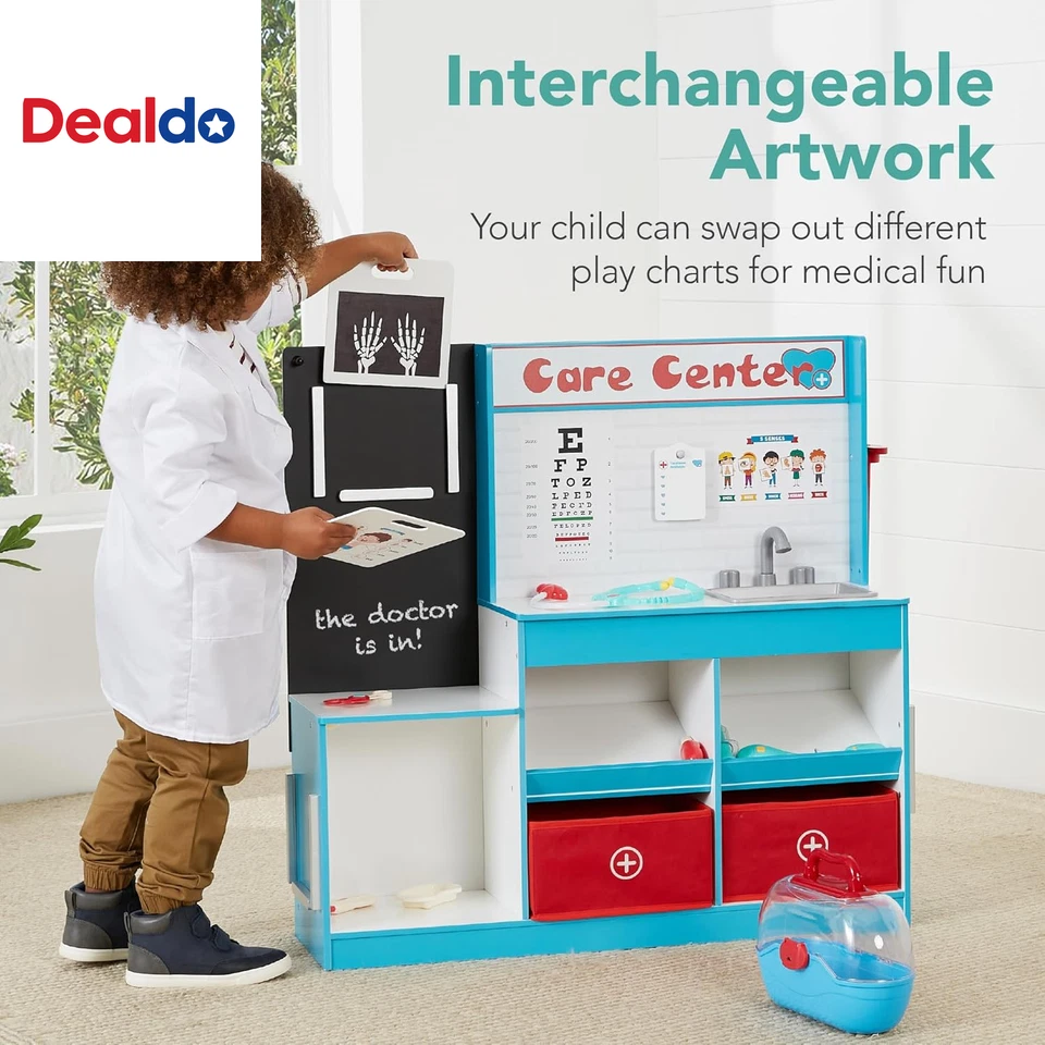 Pretend Play Doctor'S Office, Wooden Medical Center Toy Set for Kids W/Carrying  - Image 4 of 4