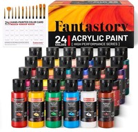 Acrylfarben Set 24 X 60 Ml Mit 12 Pinseln Und Farbkarte KüNstlerbedarf Malen