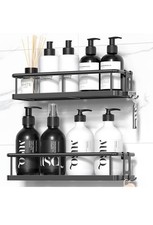 Shower Caddy Adhesive, No Drill Bathroom Shower Organizers, with Removable Hooks