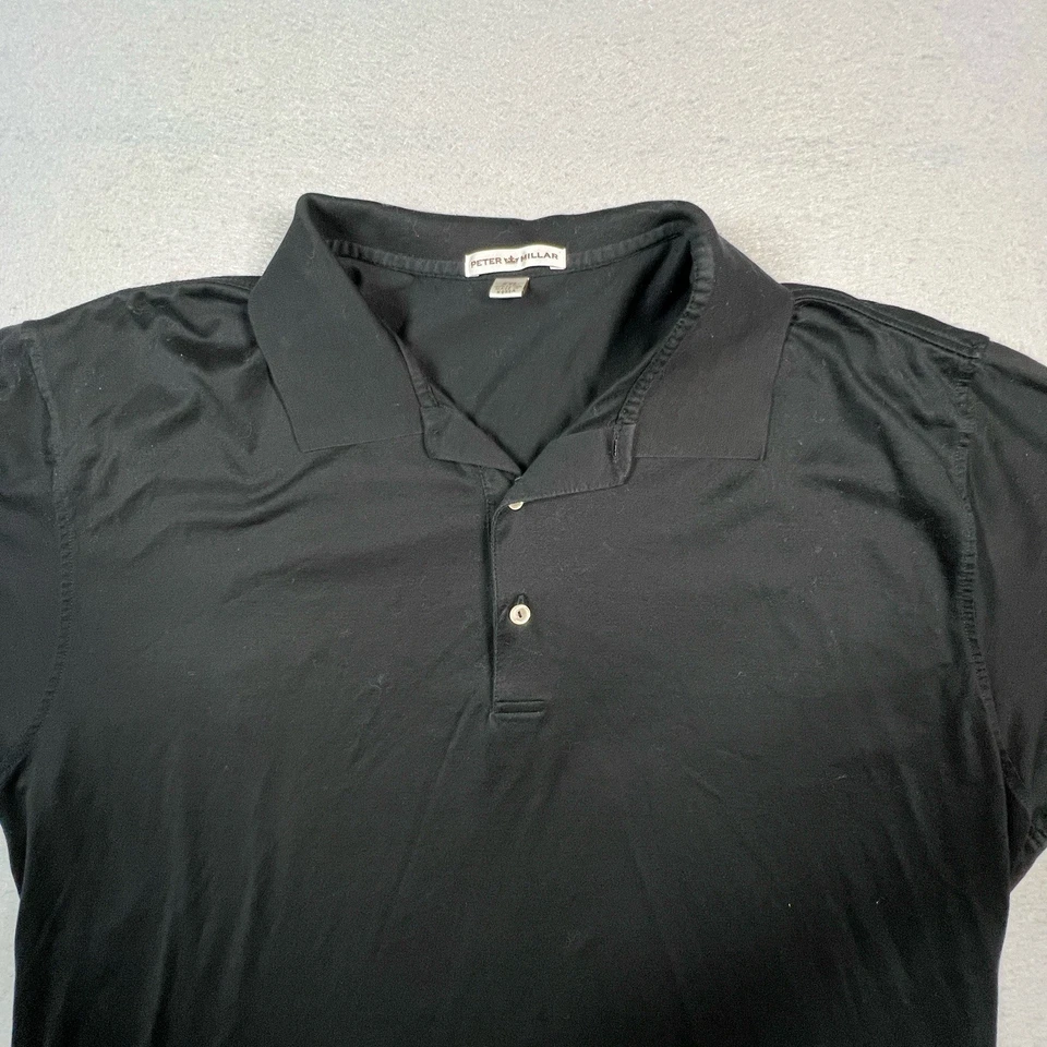 Camisa polo de golf Peter Millar XXL para hombre manga corta cuello 3 botones negra Foto 2 de 4