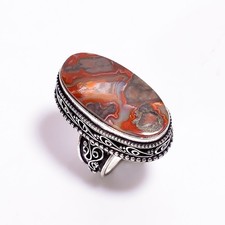 Natural Crazy Lace Agate Gemstone 925 Sterling Silver Jewelry Handmade Ring 6 US