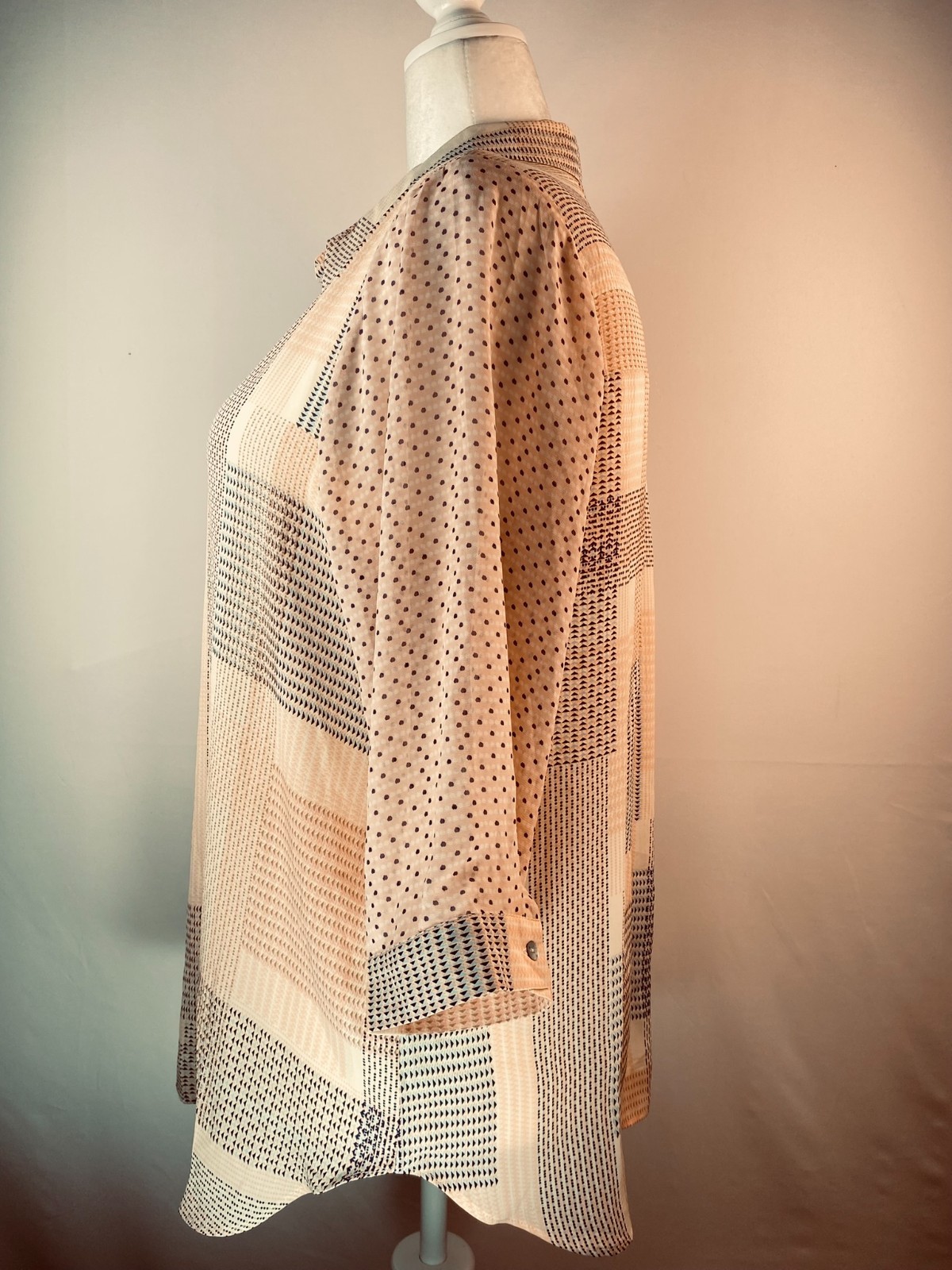 Rose & Olive Patchwork Geometric Design Blouse Sz… - image 8